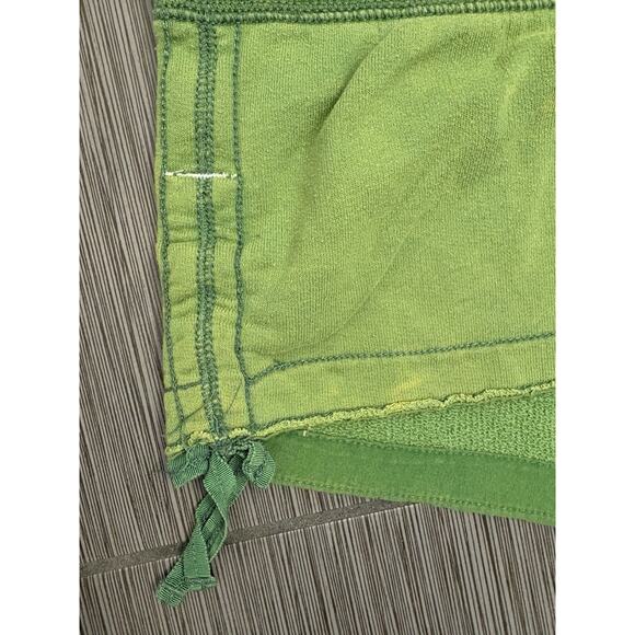 Abercrombie Y2K Micro Mini Sweat Shorts Green Size Large Cotton Blend Logo - Picture 2 of 7